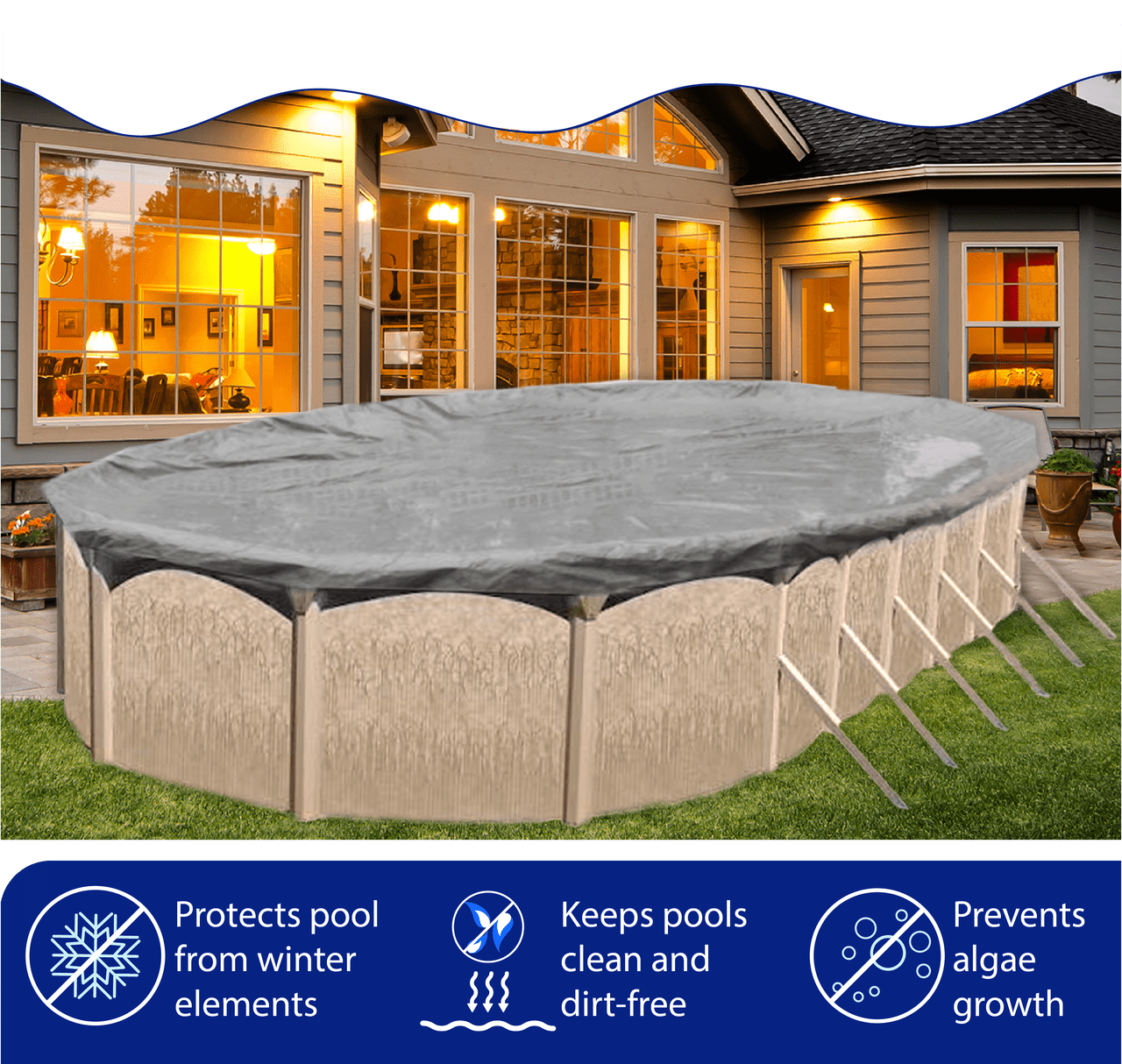 12'x24' Platinum Pro - Shield Rectangle Winter Pool Cover - interpools