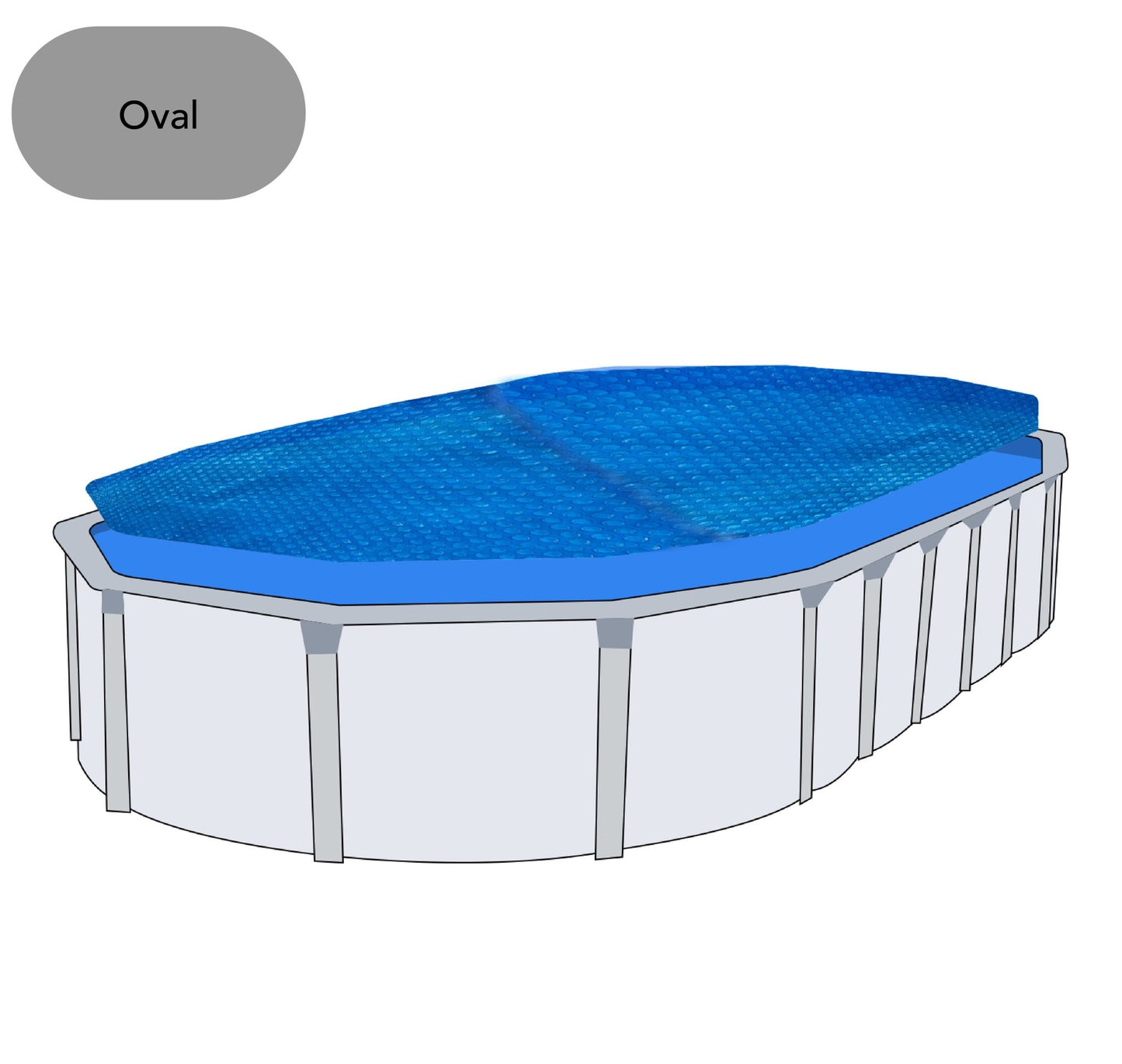 16' x 25' Oval Deluxe Blue A/G Solar Blanket - interpools