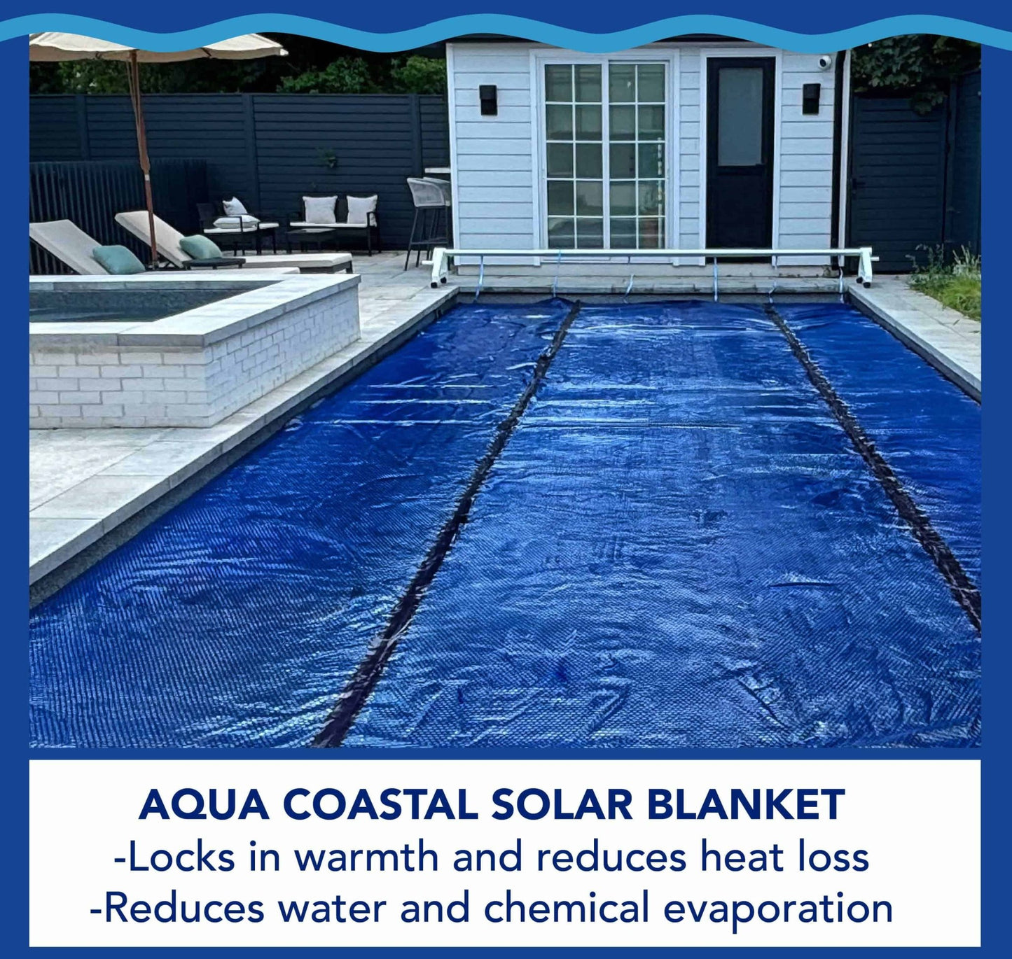 16' x 32' Oval Premium Black and Blue Solar Blanket - International Pool & Spa