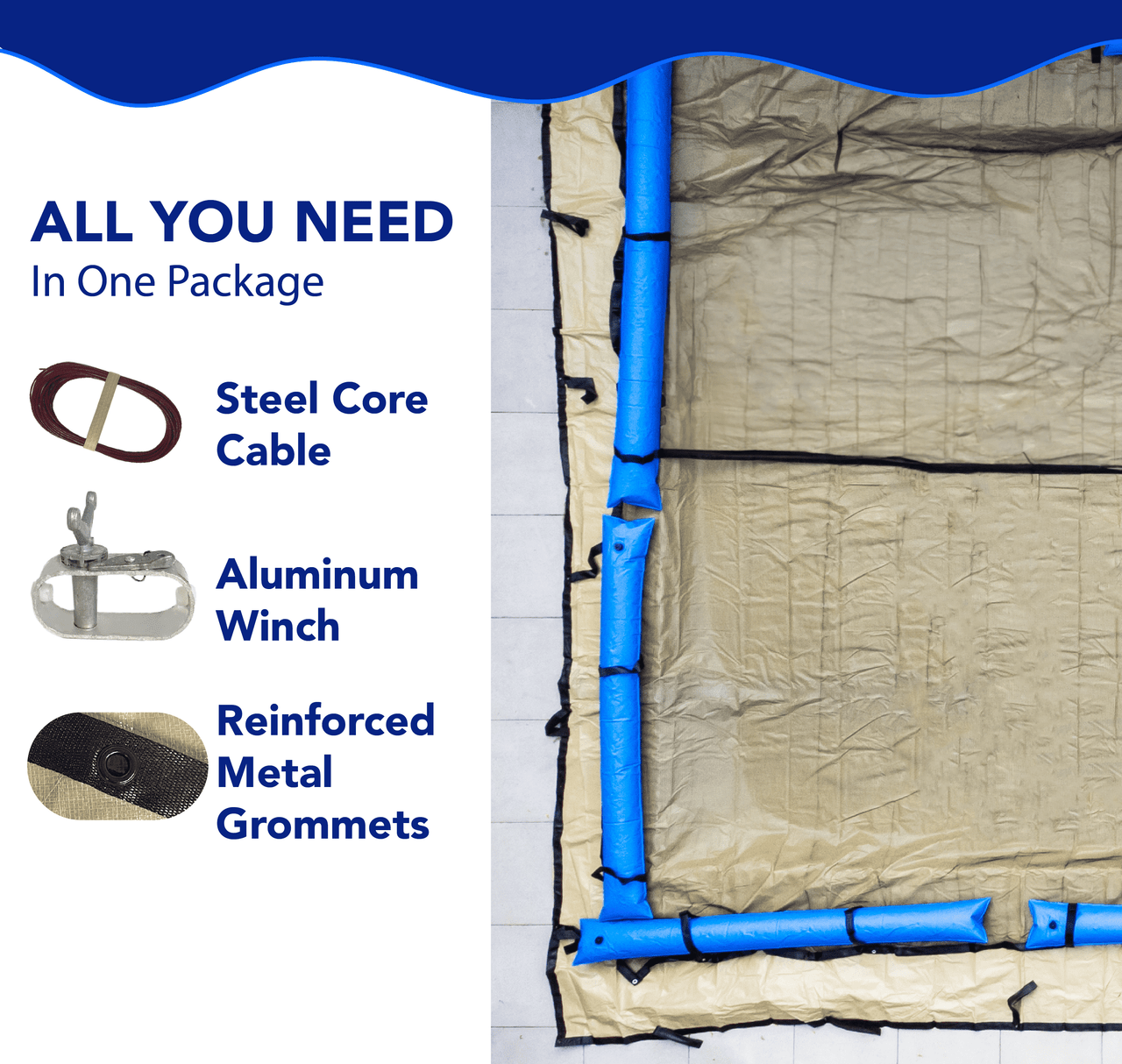 24' Premium Tan Round Winter Above - Ground Pool Cover - interpools