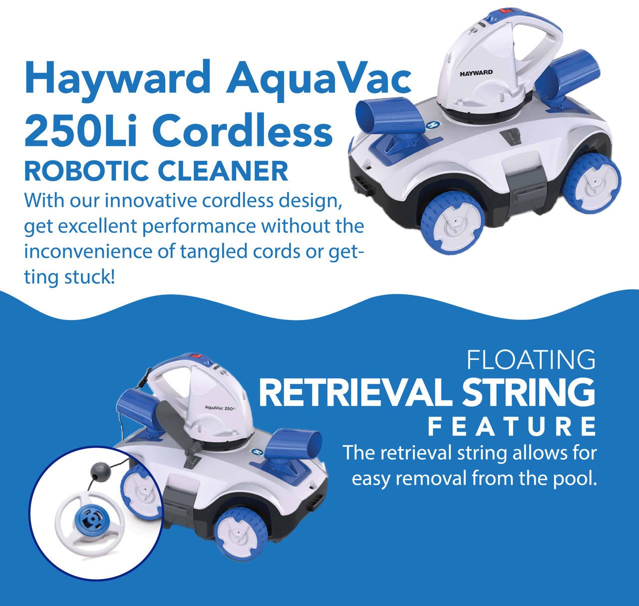 Hayward AquaVac 250Li Cordless Robotic Pool Cleaner - interpools
