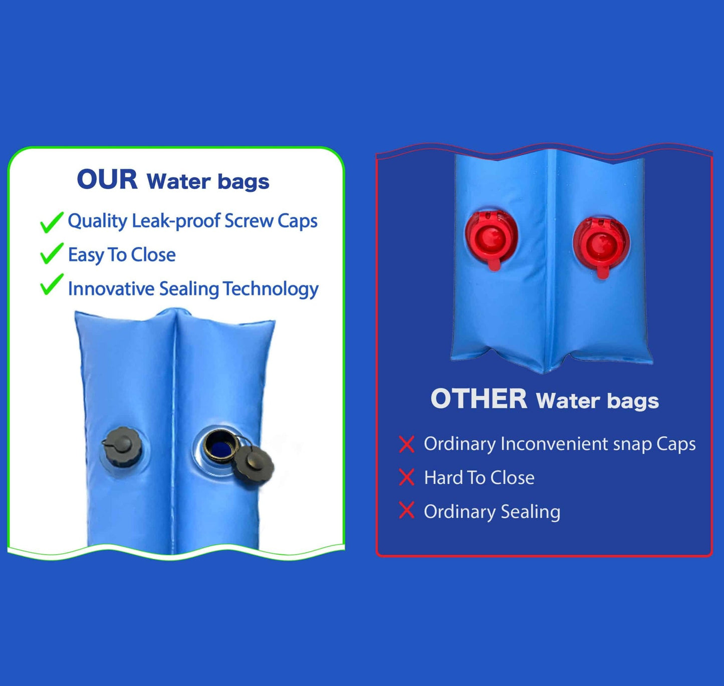 Heavy Duty Water Bag 10', Double Chamber with Twist Cap - interpools