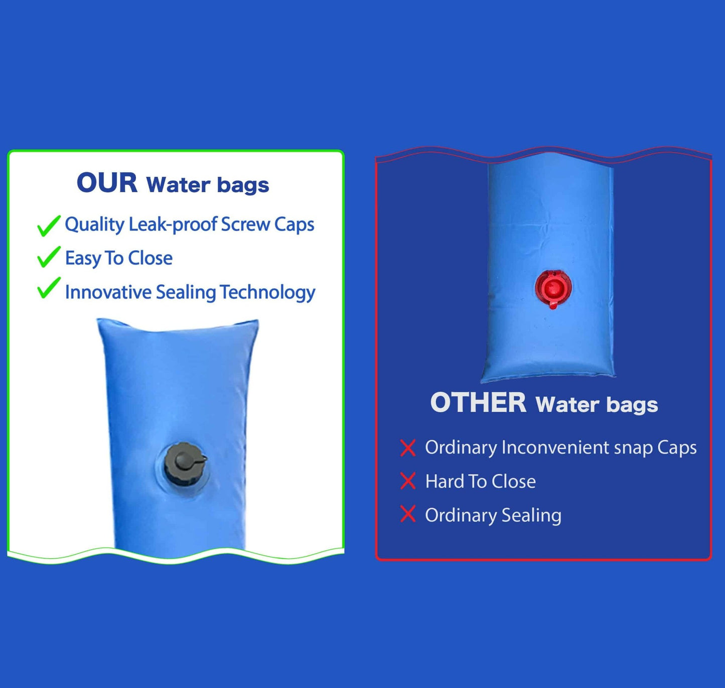 Heavy Duty Water Bag 4', Single Chamber with Twist Cap - interpools