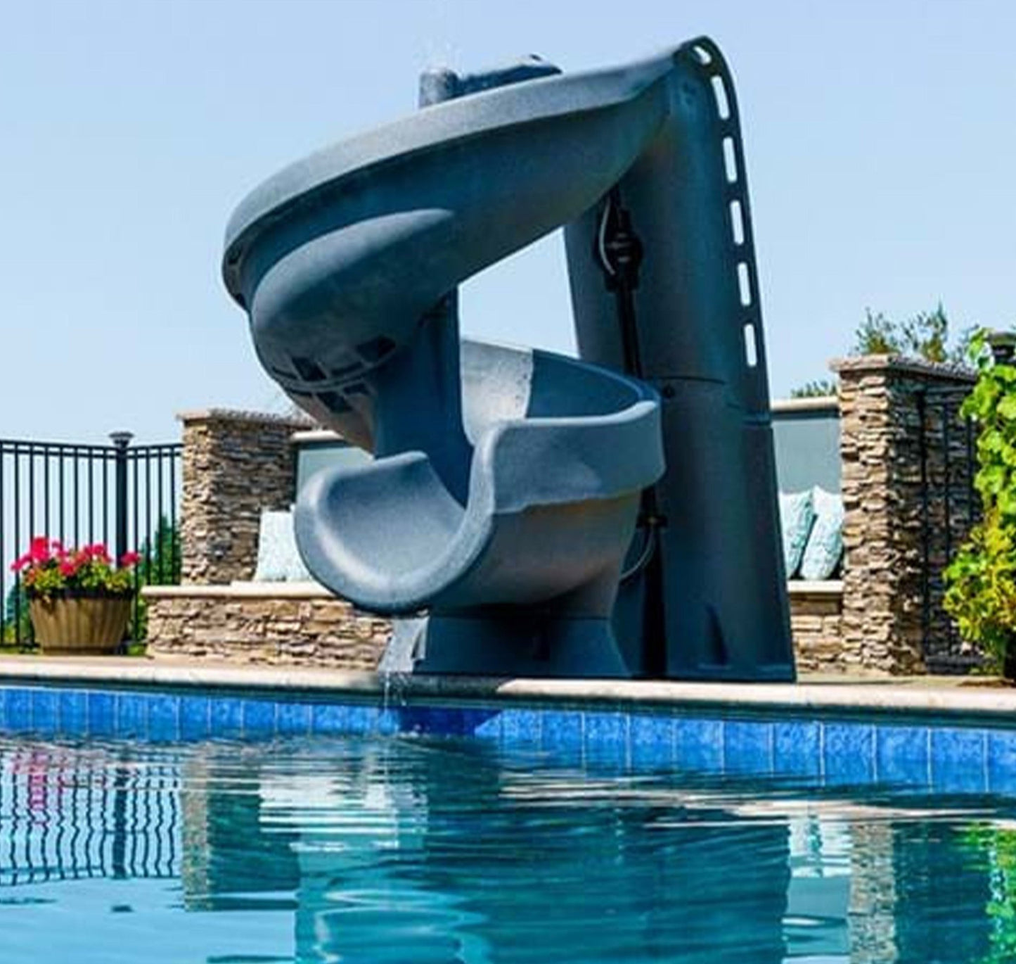 heliX2 Pool Slide, Gray Granite - interpools
