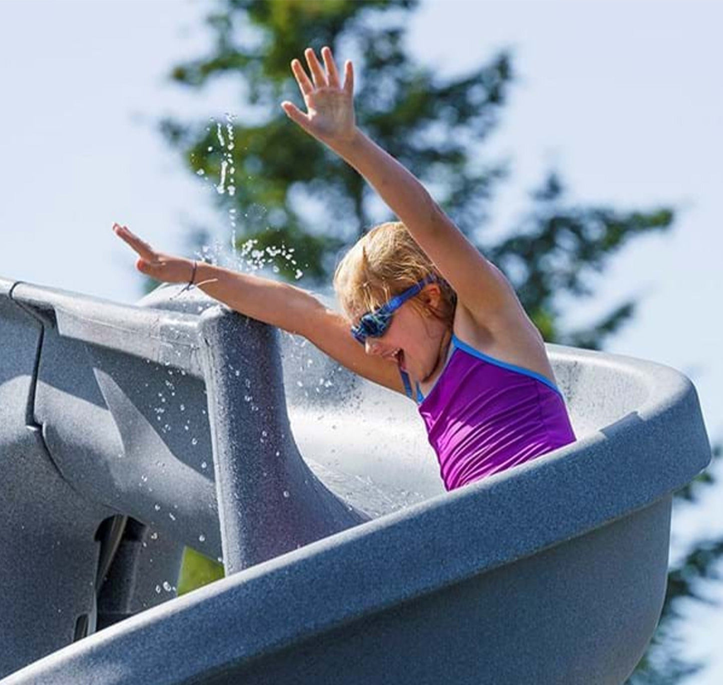 heliX2 Pool Slide, Gray Granite - interpools