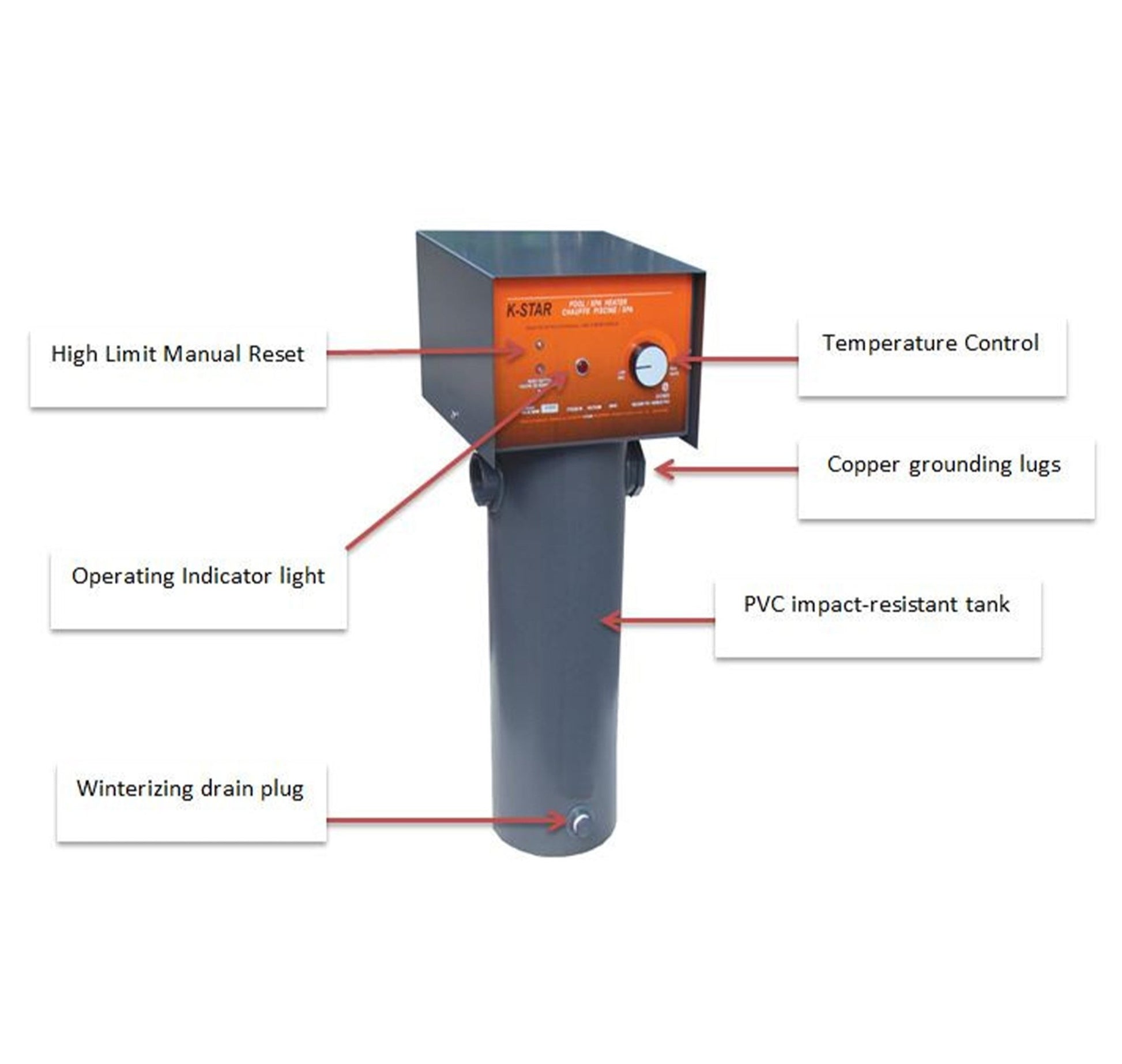 K - Star 10KW (65,000 L) Electric Pool/Spa Heater - interpools