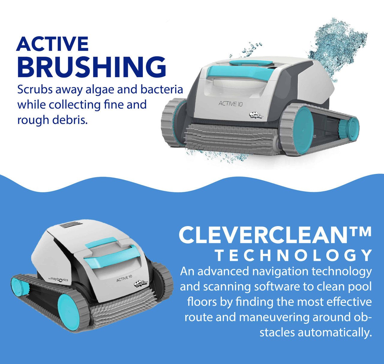 MAYTRONICS DOLPHIN ACTIVE 10 ABOVEGROUND ROBOTIC POOL CLEANER - interpools
