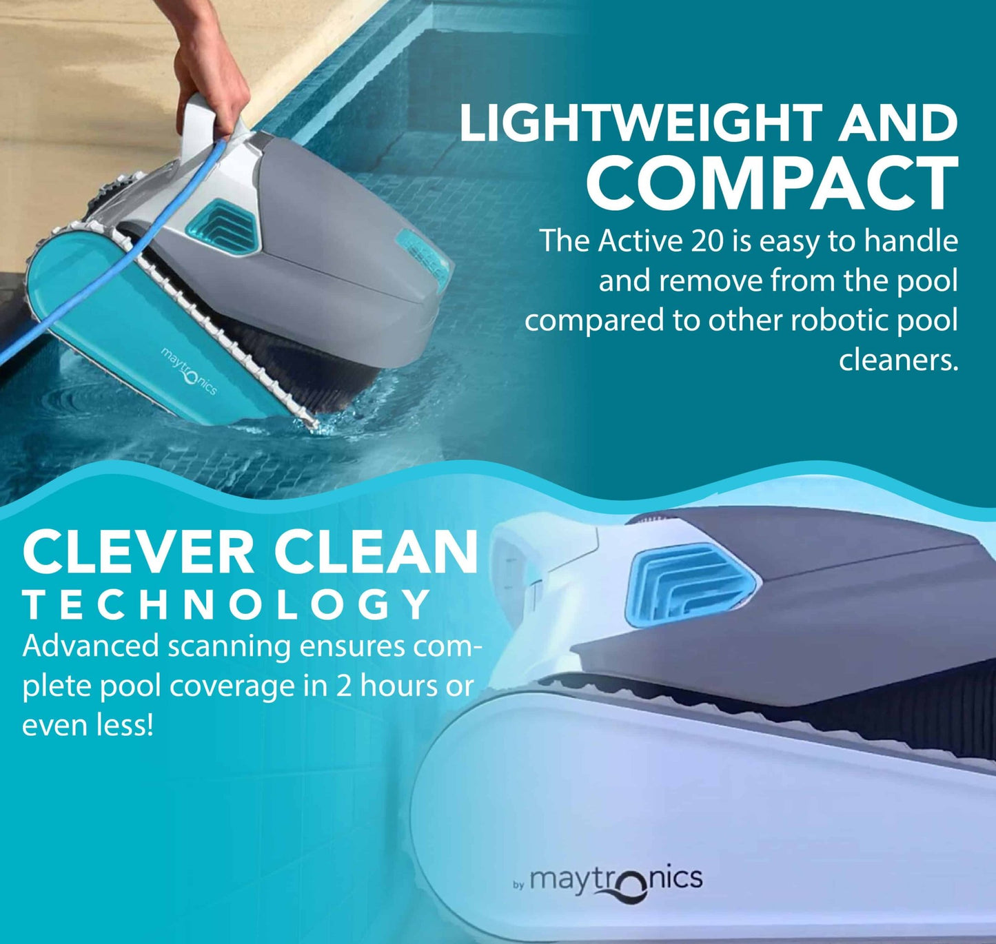 MAYTRONICS DOLPHIN ACTIVE 20 ROBOTIC POOL CLEANER W/SWIVEL CORD - interpools