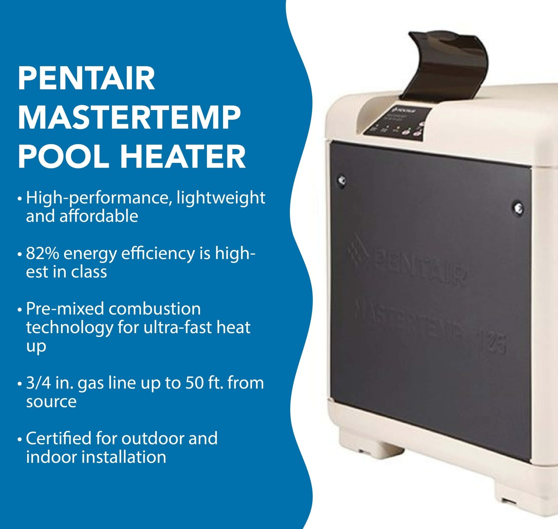 Pentair 125K BTU, Natural Gas MasterTemp Electronic Heater (461059) - interpools