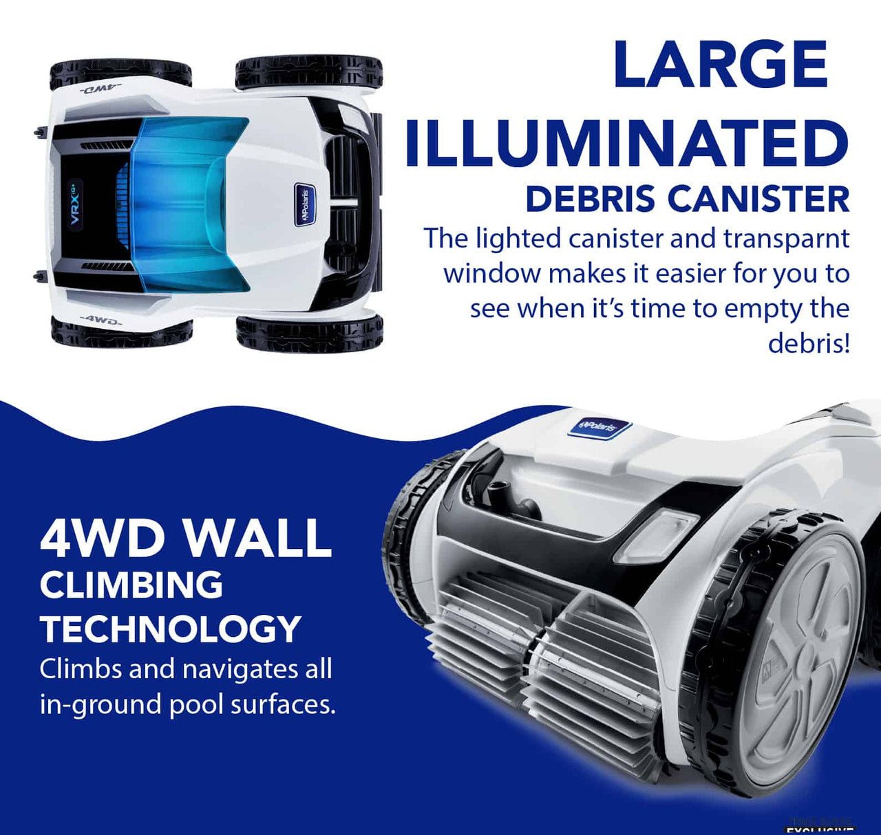 Polaris VRX IQ PLUS Robotic Pool Cleaner - interpools