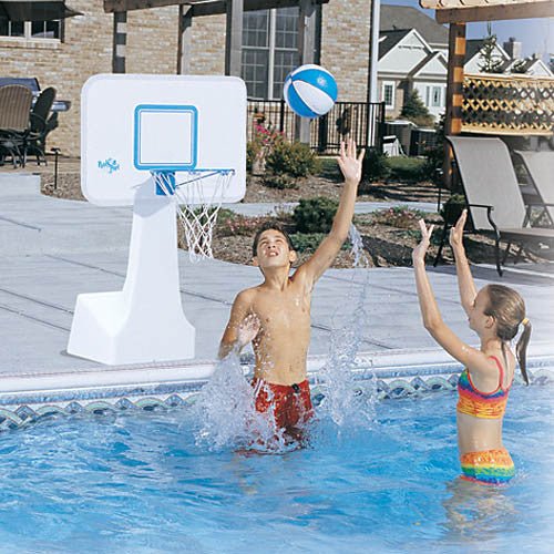 PoolSport Stainless Steel Portable Pool Basketball Game Combo - interpools