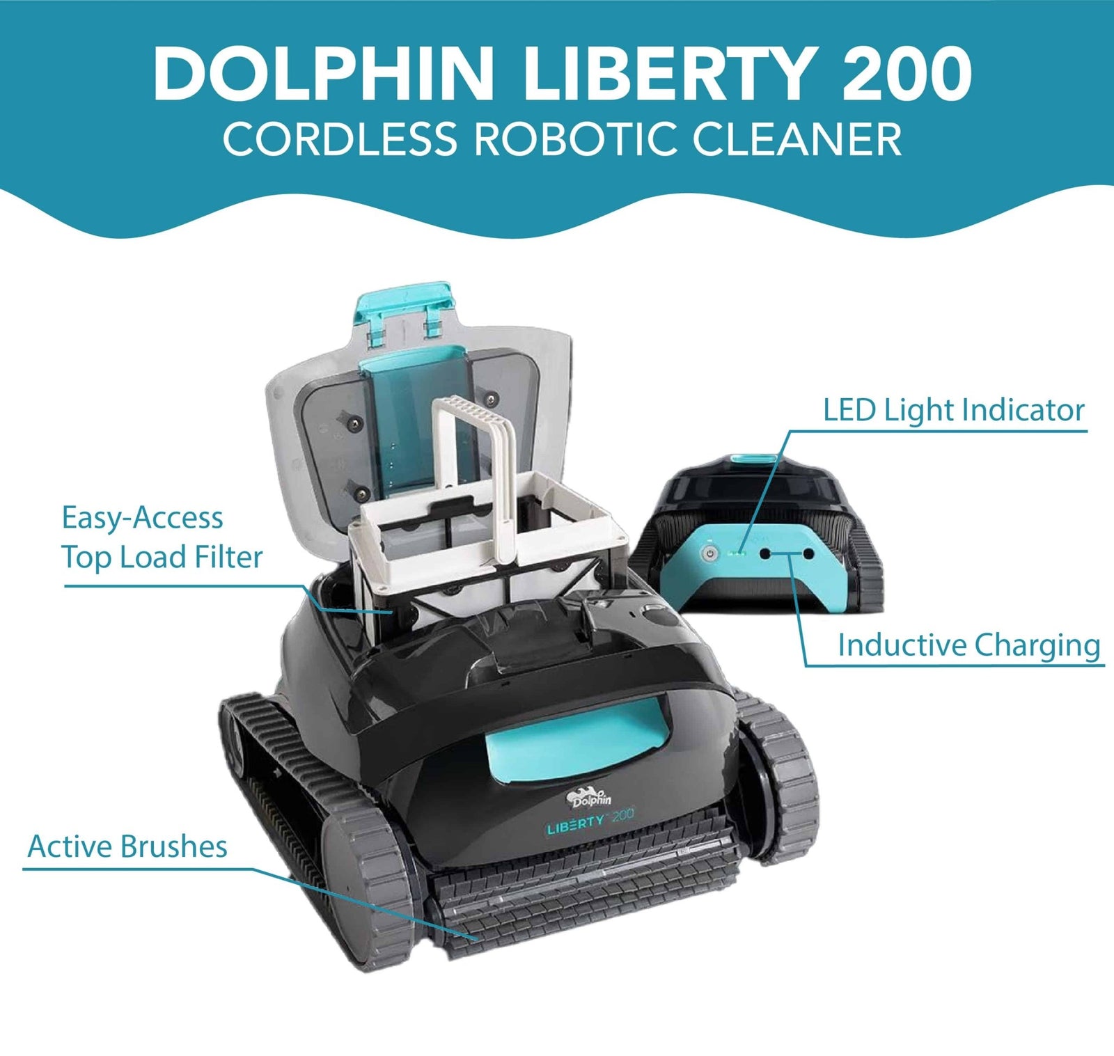 Dolphin Liberty 200 Cordless Robotic Pool Cleaner - interpools