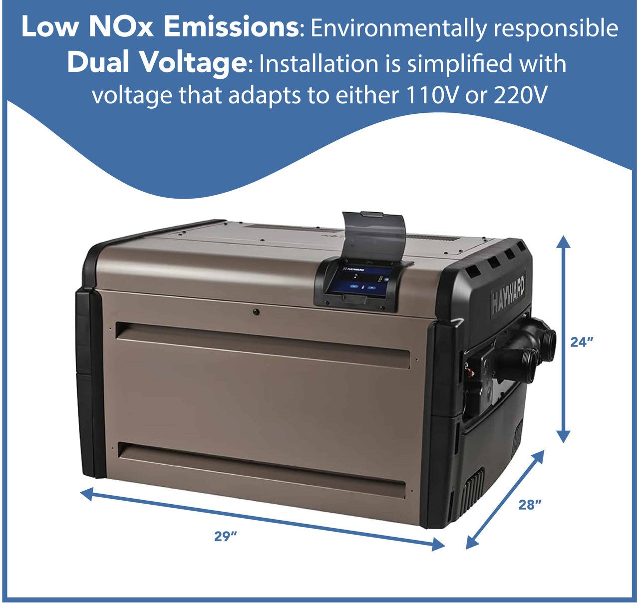 Hayward Universal 250,000 BTU H Series Low NOx Propane Swimming Pool Heater - interpools