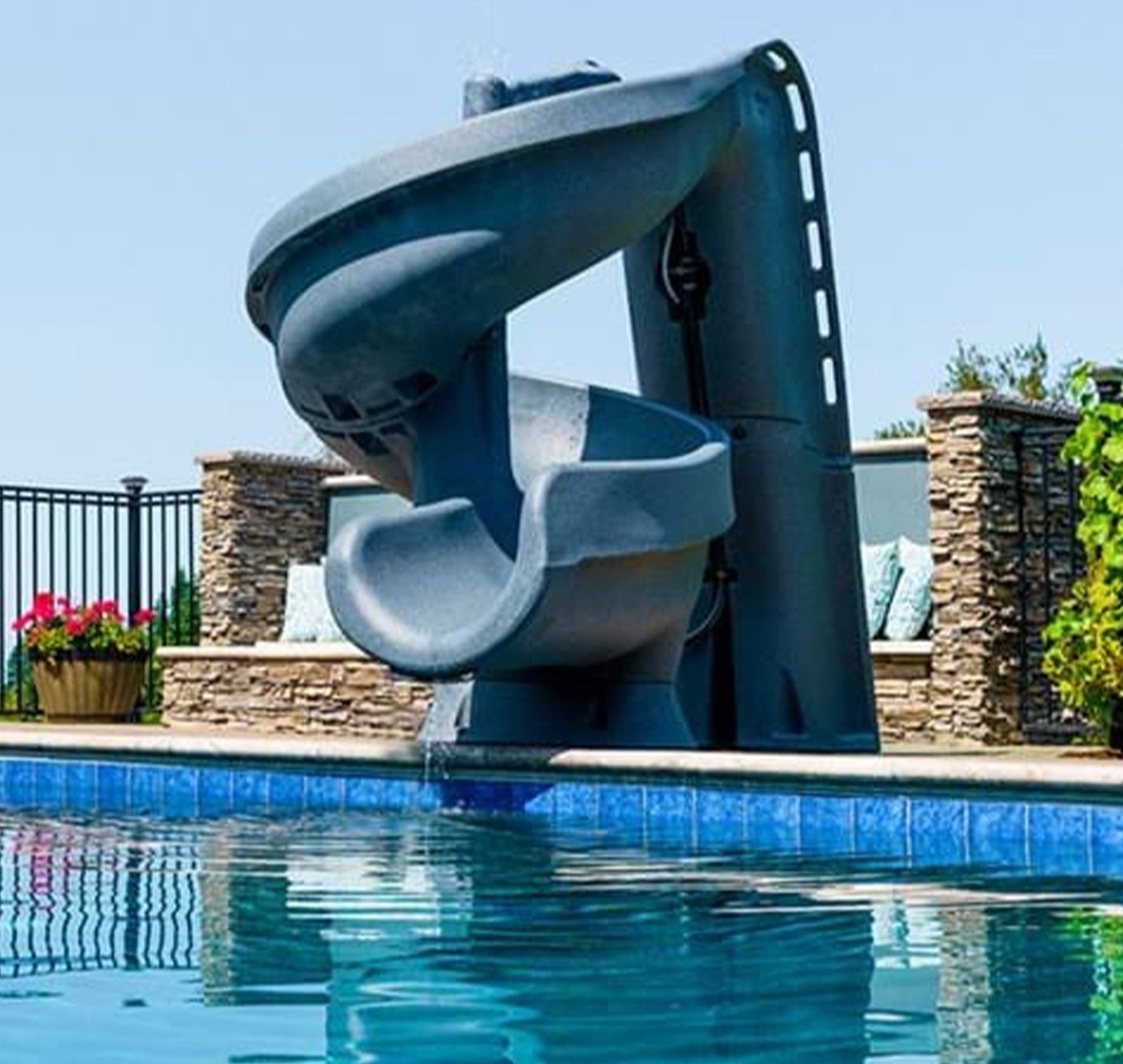 heliX2 Pool Slide, Gray Granite - interpools