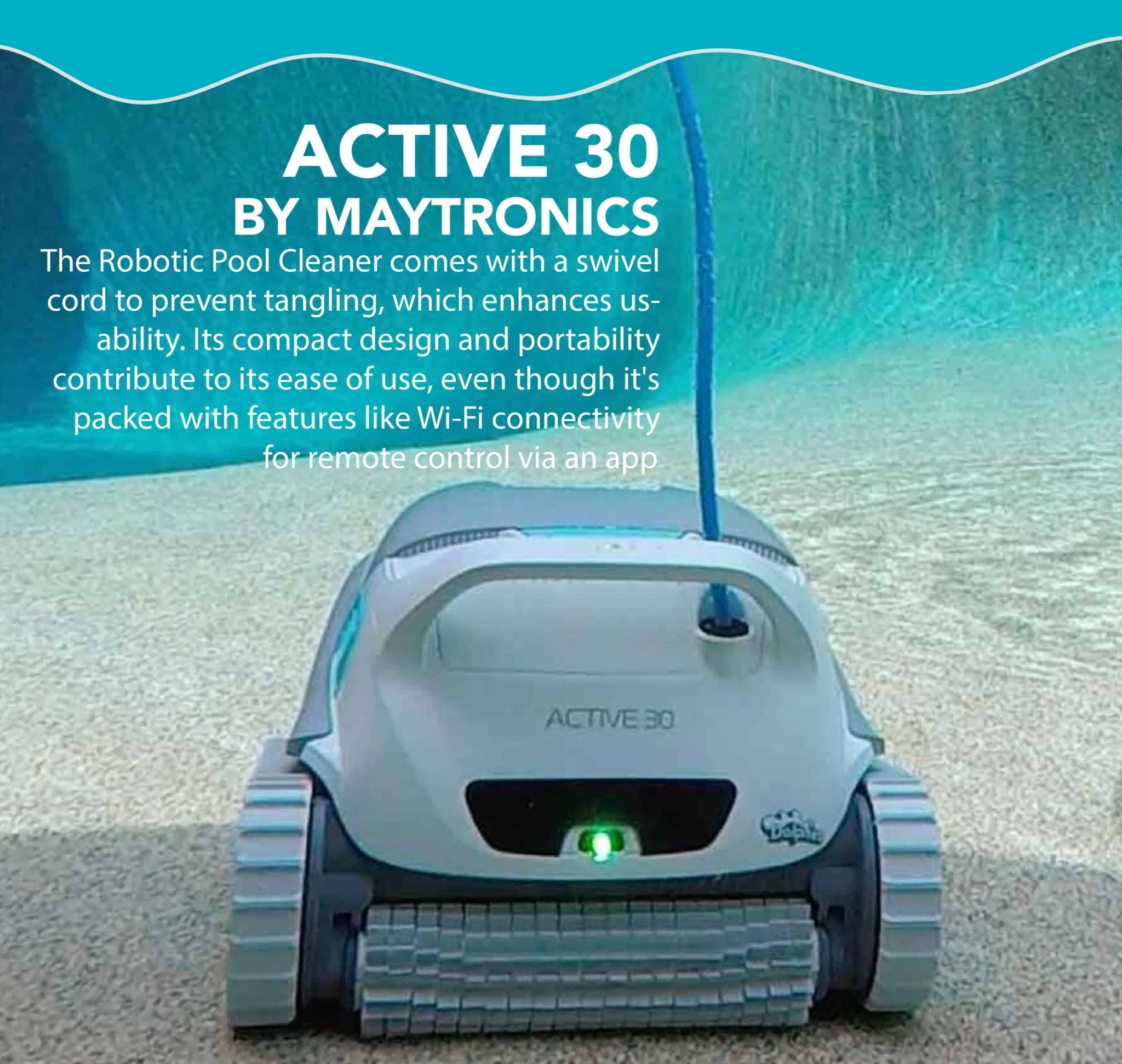 Maytronics Active MAYTRONICS DOLPHIN ACTIVE 30 ROBOTIC POOL CLEANER W/ WI-FI AND SWIVEL ...