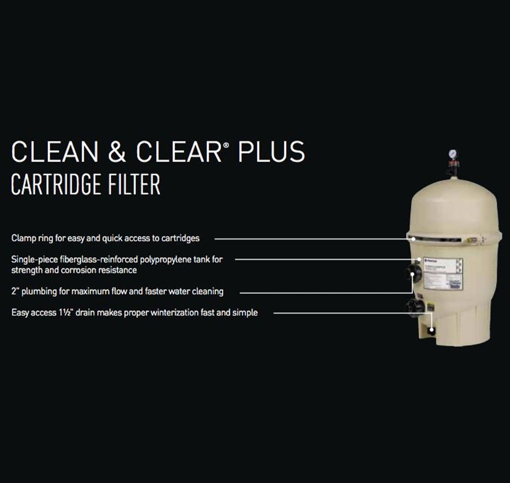 Pentair Clean and Clear Plus CCP320 Cartridge 320 sq. ft. In Ground Pool Filter - interpools