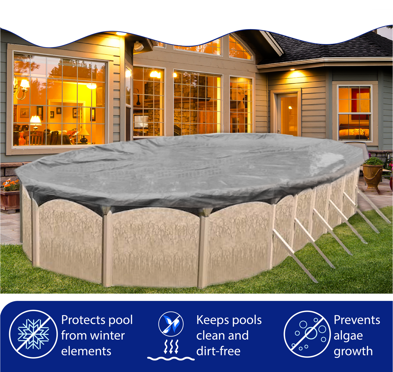 16'x32' Platinum Pro-Shield Oval Above Ground Winter Pool Cover