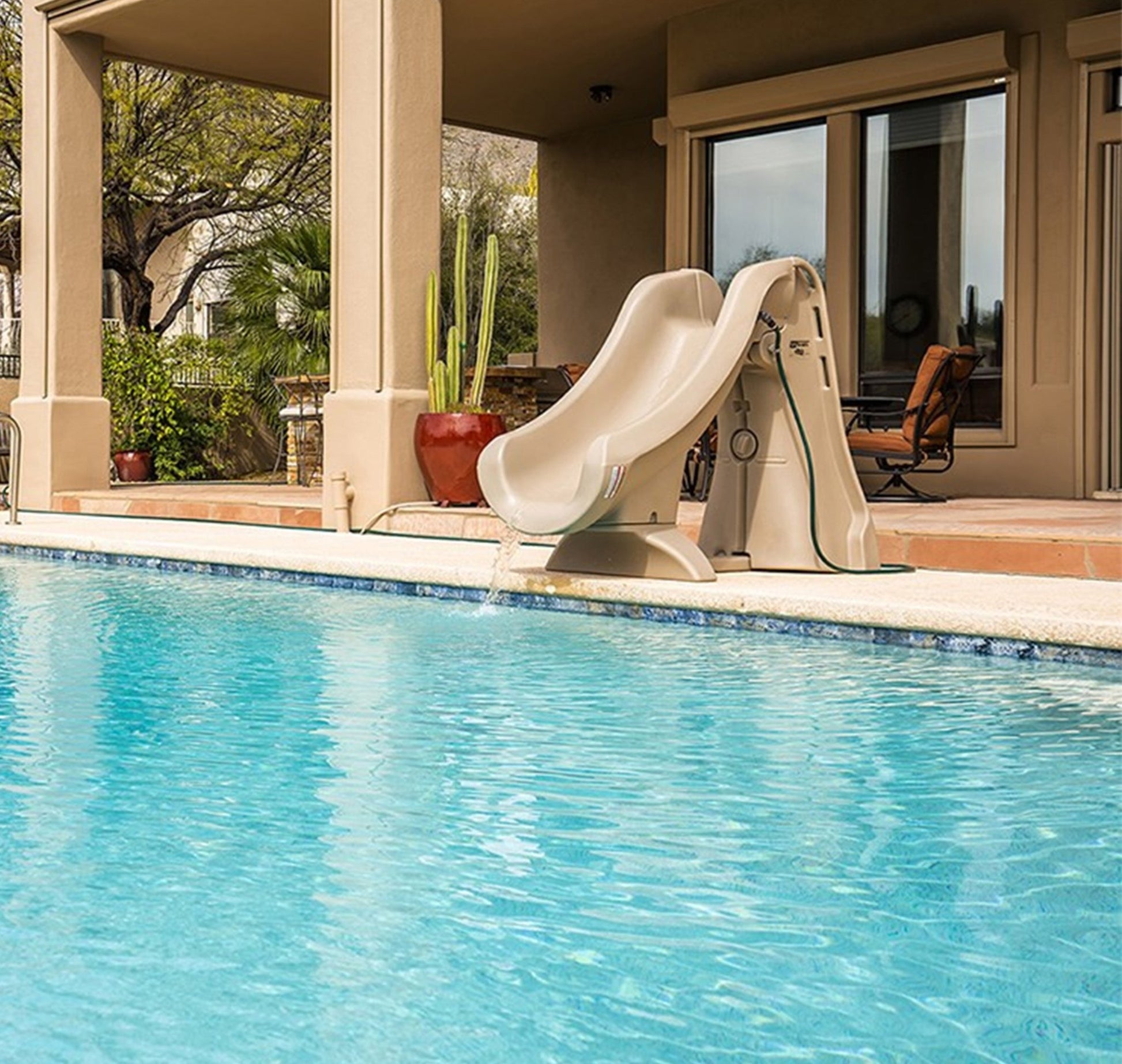 S.R. Smith SlideAway Safe Removable Inground Pool Slide (Taupe) - interpools