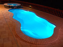 Image of a Free Form Shaped Fiberglass Pool with Lightning in Mississauga