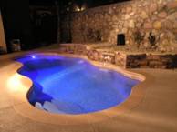 Image of a Free Form Shaped Fiberglass Pool with a Lightning System Installed in Thorn Hill