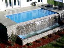 Image of a Luxurious and Exotic In-ground Pool with a Vanishing Edge in a Backyard in Oshawa
