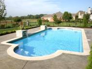 Image of an In-ground Fiberglass Pool Customized with the Viking Blue Gel Coat